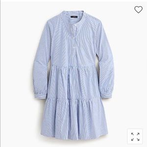 NWT- J Crew Factory Striped Stretch Cotton Poplin Tiered Dress